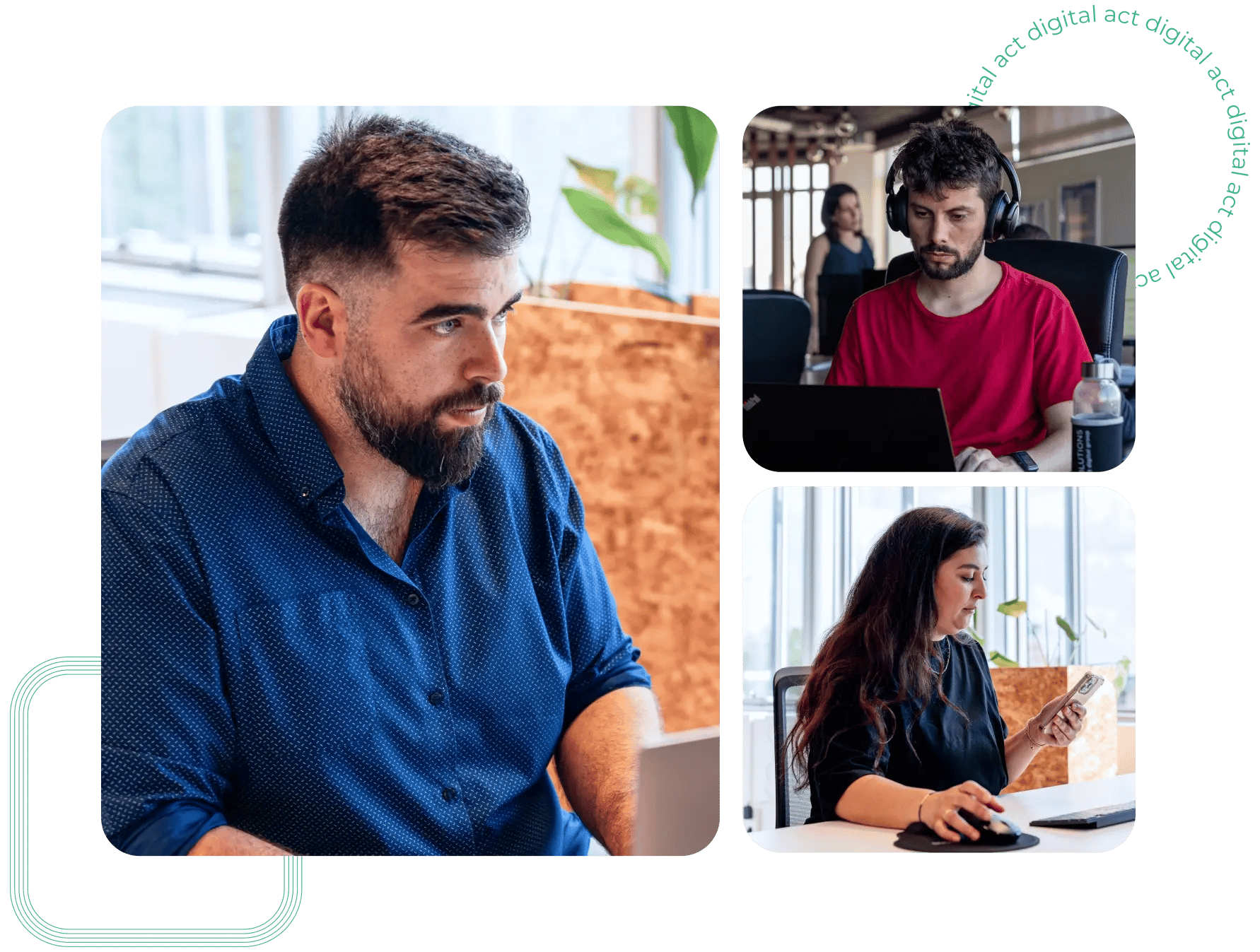 Pentesters da act digital a trabalharem no escritório