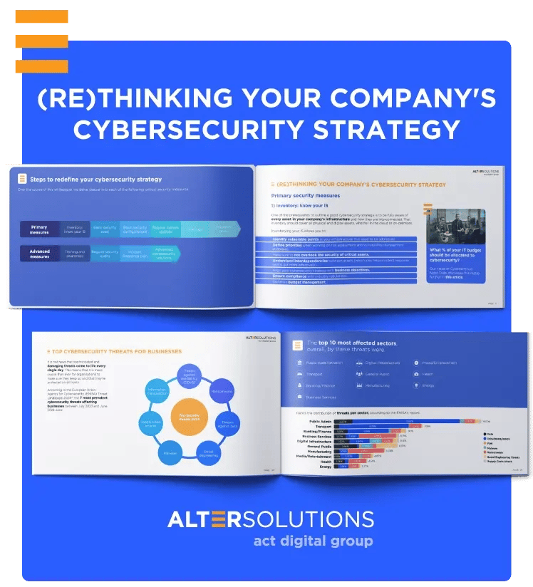 Inside pages of the whitepaper (Re)thinking your company's cybersecurity strategy